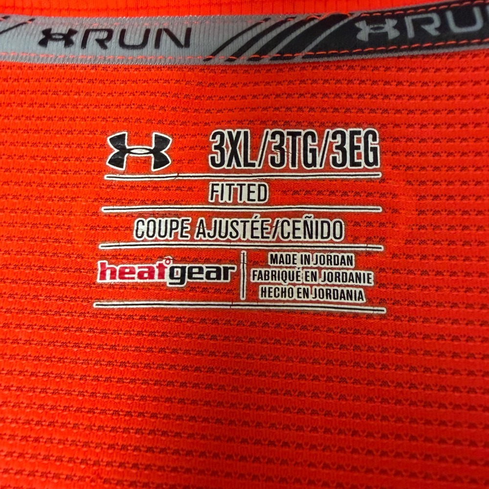 Under Armour Mens 3XL HeatGear Long Sleeve Running Shirt Neon Orange Training - Picture 2 of 8